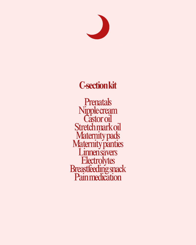 C-Section Kit - contents list